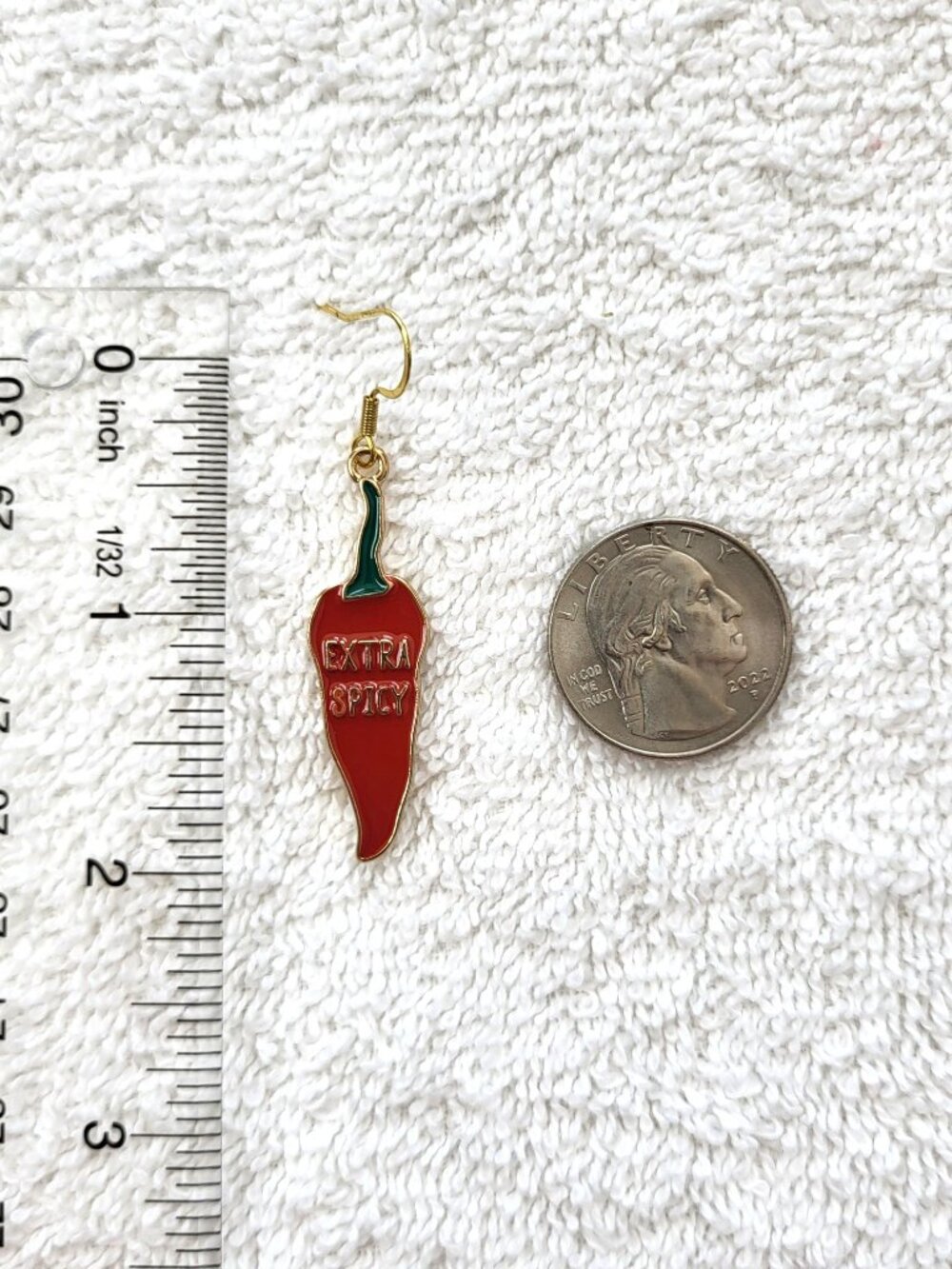 Extra Spicy Hot Pepper Earrings Red Chili Novelty Dangles - Picture 8 of 8